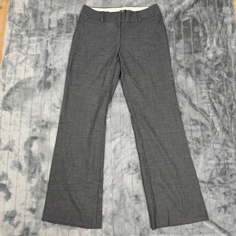 Ann Taylor Loft Julie Trouser Gray Textured Wide Leg Dress Pants Womens Size 4